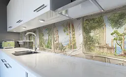 Вініловий кухонний фартух Відпочинок біля моря Картини наклейка для кухні ПВХ Природа Зелений Happy Pocket Z181891 - мініатюра 5