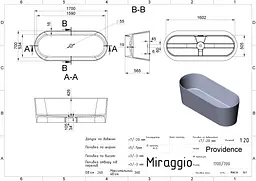 Ванна Miraggio PROVIDENCE (0000277) Miramarble Matt | Матова | Окремостояча | Біла - мініатюра 2