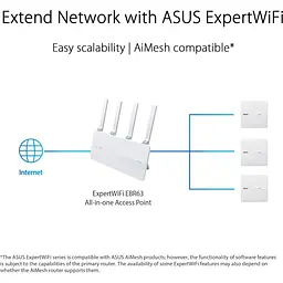 Точка доступу ASUS ExpertWIFI EBA63 AX3000, 1xGE LAN, PoE, MESH (90IG0880-MO3C00) - мініатюра 9