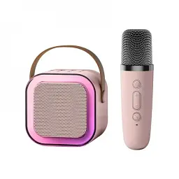 Дитяче караоке з бездротовим мікрофоном K12 та портативною RGB Bluetooth колонкою Pink (18965) - мініатюра 2