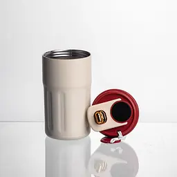 Термочашка Coffee 400 мл з ремінцем та датчиком температури, червоний Yiwu HP-GM-5 - мініатюра 4