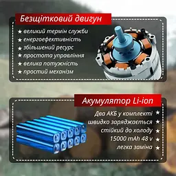 Акумуляторна ланцюгова пила 12 дюймів з двома акумуляторами в кейсі 48V і автоматичним подаванням масла - мініатюра 9