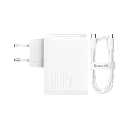 Мережевий зарядний пристрій Baseus GaN5 Pro 2 порта, USB + Type-C 100W Белый (CCGP090202) - мініатюра 3