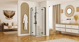 Душова кабіна Rea Hugo 80x80 подвійна black REA-K6600, Чорний, Універсальна, прозорий - мініатюра 2