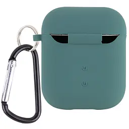 Силіконовий футляр з мікрофіброю для навушників Airpods 1/2 Зелений / Pine green - мініатюра 2
