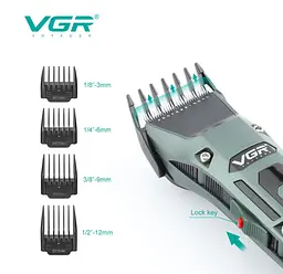Професійний бездротовий тример для волосся VGR V-696 машинка для стрижки акумуляторний тример для бороди та окантовки - мініатюра 2