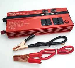 Автоінвертор 12 V-220 V перетворювач напруги 2000 W на виході 3 розетки та 4 USB-порти UKC AC/DC