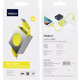 Кабель Rock Lightning Retractable Charge & Sync cable 0.8M Yellow - мініатюра 2