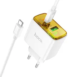 Зарядний пристрій Hoco CS42A USB/ Type-C PD 30W QC білий + кабель Type-C to Type-C