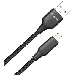 Дата кабель USB 2.0 AM to Lightning 2.0m 3A TPE embossed black ColorWay (CW-CBUL102-BK) - мініатюра 2