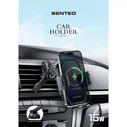 Автотримач із бездротовою зарядкою Senteo SH-02 Drift 2 Wireless Charging 15W Dashboard + Airvent Black [171637] - мініатюра 3