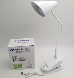 LED-лампа сенсорна світлодіодна настільна на прищіпці акумуляторна (знімний 18650) тепле, нейтральне та холодне світло WinBoss 1927
