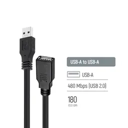 Дата кабель USB 2.0 AM/AF 1.8m black ColorWay (CW-CBUF076-BK) - мініатюра 5