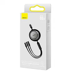 Кабель Baseus Bright Mirror 2 Series Retractable 3-in-1 Cable USB to MicroUSB+Lightning+Type-C 66W 1.1m CAMJ010101 Black - мініатюра 4