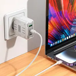 Адаптер мережевий Hoco Rock charger C139A |2Type-C/1USB, 65W/3A, PD/QC| - мініатюра 3