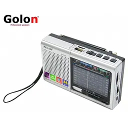 Радіоприймач на акумуляторі сірий стовпчик з радіо FM USB MicroSD Golon RX-6622 - мініатюра 2