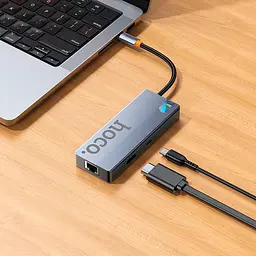 Мультиадаптер хаб Hoco HB51 Wow 6-in-1 multi-function converter - мініатюра 5
