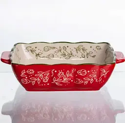 Форма для запікання та сервірування Vintage Овальна фарфорова форма для випікання в духовці з ручками Червоний Yiwu HM04-14