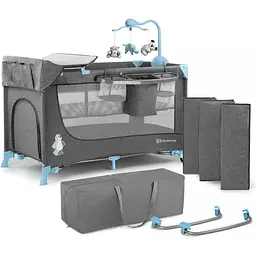 Ліжко-манеж з пеленатором Kinderkraft Joy Blue сіре з блакитним (00-00158382) - мініатюра 2