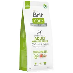 Сухий корм Brit Care Dog Sustainable Adult Medium Breed для собак середніх порід, з куркою та комахами, 12 кг