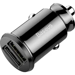 Автомобільний зарядний пристрій Baseus Grain Metal 3.1A/2USB Black - мініатюра 2