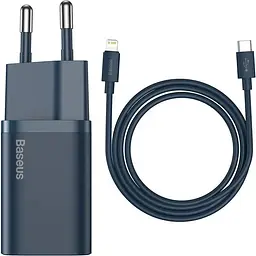 Мережевий зарядний пристрій Baseus Super Si 1C 20W EU Set with Type-C to iP 1m blue (TZCCSUP-B03)