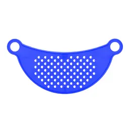 Плоска терка-друшляк двухстороннняя пластикова 30 см, Kitchette Синій 86475 - мініатюра 2