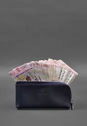 Шкіряне портмоне-купюрник на блискавці 14.0 синє - мініатюра 3