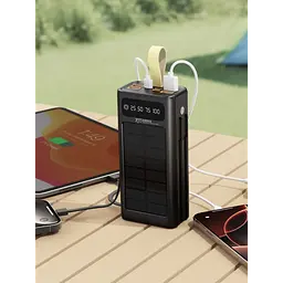Power Bank 7GO GPW-09, ємність 30000 mAh, сонячна зарядка, вбудований кабель Lightning, LCD дисплей, чорний - мініатюра 3