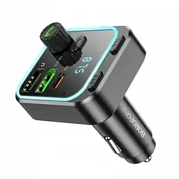 Автомобільний FM модулятор з швидкою зарядкою трансмітер Borofone BC53 Highway PD20W/QC3.0 з Bluetooth V5.0 - мініатюра 4