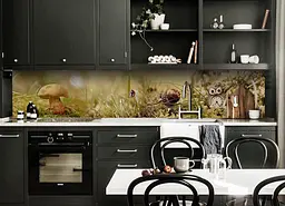 Кухонний фартух Гриби для кухні наклейка ПВХ мох сова Природа Зелений 60х300 см Happy Pocket Z180537 - мініатюра 3