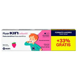 Зубна паста проти карієсу KIN Fluor Infantil Полуниця 75+25 мл