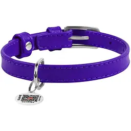 Нашийник для собак Waudog Glamour, шкіряний, з QR паспортом, 27-36х1,5 см, фіолетовий - мініатюра 2