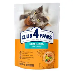 Сухий корм для кішок Club 4 Paws Преміум Sterilised з лососем 900 г (4820269144804)
