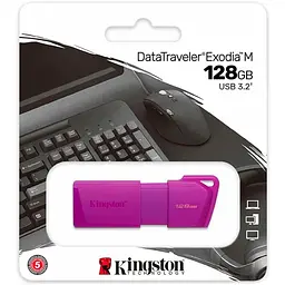 Флеш-накопичувач Kingston USB флеш накопичувач 128GB DataTraveler Exodia M Purple USB 3.2 Gen 1 (KC-U2L128-7LN) - мініатюра 3