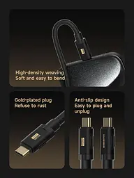 Кабель USB4 Thunderbolt 5 HAGiBiS Type-C 120Gbps 240W Black Soft 1 метр - мініатюра 6