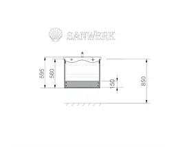 Умивальник Sanwerk з тумбою 60 см "ЛІГА AIR SPACE LINE", дерево мессина (MV0000860) - мініатюра 4