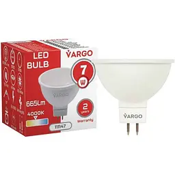 Лампа світлодіодна VARGO 7W GU5,3 MR16 4000К 220V (V-111147)