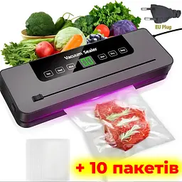 Вакууматор для продуктів Vacuum Sealer з LED-дисплеєм, вбудованим різаком та 10 пакетами для вакуумного пакування - мініатюра 2