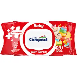 Влажные салфетки для детей Ultra Compact c клапаном, 120 шт.