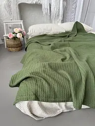 Покривало Zeintex Косичка бавовняне зелене
