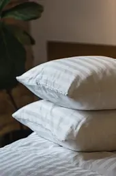 Комплект наволочок Ecotton 70х70 см зі страйп-сатину 2 шт. готельний білий в полоску 2х2 (20924) - мініатюра 5
