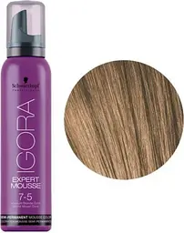 Мус-фарба для волосся Schwarzkopf Professional Igora Expert Mousse, відтінок 7-5, 100 мл (1917261) - мініатюра 3