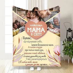 Плед 3D зі своїм фото для мами Найкраща мама в світі на 3 фото 3675_B 16359 135х160 см