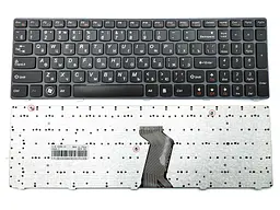 Клавіатура для LENOVO IdeaPad Z580, G580, G585, Z580A, Z585 (RU Black, сіра рамка)