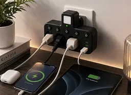 Мережевий фільтр з підсвічуванням 3 розетки, 2500 Вт (2хUSB + Type-C) / Мережевий трійник / Адаптер в розетку - мініатюра 3