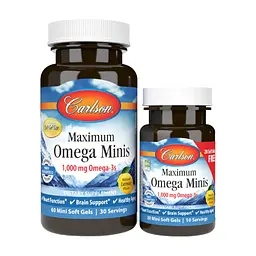 Жирные кислоты Carlson Омега Максимум, 1000 мг, вкус Лимона, Maximum Omega Minis, (CL18440)