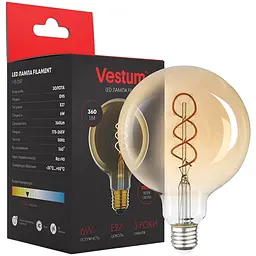 Філаментна лампа Vestum вінтаж golden twist G95 Е27 6Вт 220V 2500К 1-VS-2507