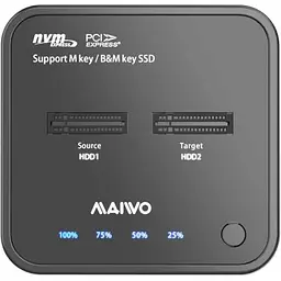 Док-станція для накопичувачів Maiwo 2 x NVMe M.2 SSD Key M/B+M USB 3.1 Gen2 Type-C (K3016P) - мініатюра 2