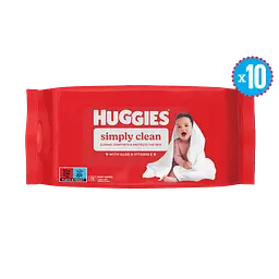 Набір вологих серветок Huggies Simply Clean 720 шт. (10 уп. х 72 шт.)